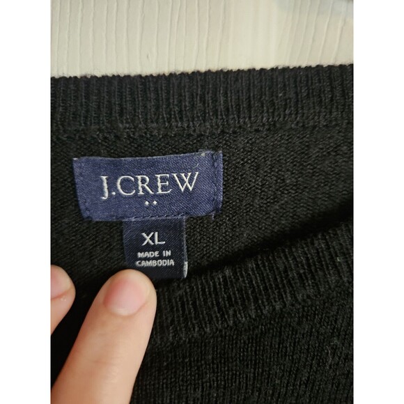 J. Crew  Women’s Crewneck Black  50% Merino Wool Long Sleeve Sweater Extra Large - Picture 2 of 4